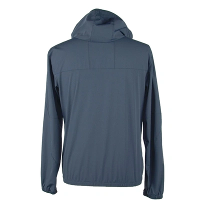 Shop Emilio Romanelli Sleek Synthetic Hooded Men's Jacket In Blue