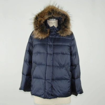 Shop Emilio Romanelli Chic Blue Polyamide Jacket With Detachable Women's Fur
