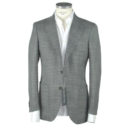 Shop Emilio Romanelli Elegant Gray Slim Wool-linen Blend  Blazer