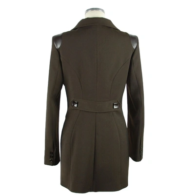 Shop Emilio Romanelli Elegant Brown Coat With Button Women's Closure