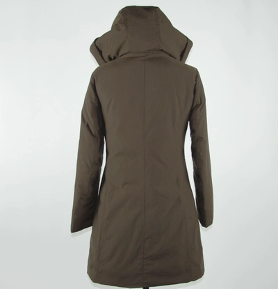 Shop Emilio Romanelli Elegant Brown Polygon Jacket With Women's Hood