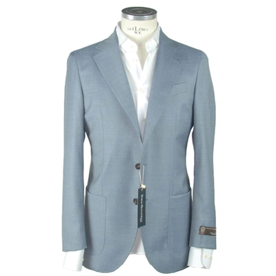 Shop Emilio Romanelli Elegant Slim Light Blue Wool Men's Blazer