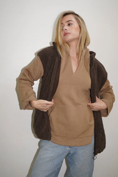 Shop Lna Clothing Sherpa Vest In Brown