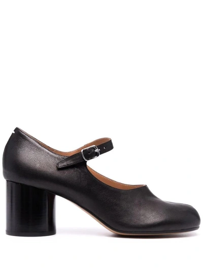 Shop Maison Margiela Tabi Block-heel Ankle-strap Pumps In Black