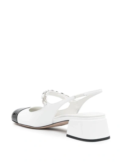 Shop Miu Miu Contrasting-toe 35mm Patent-leather Pumps In Bianco+nero