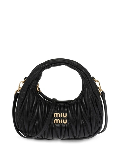 Shop Miu Miu Mini Wander Matelassé Shoulder Bag In Nero