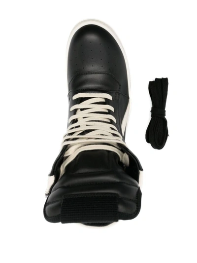 Shop Rick Owens Geobasket Calf-leather Sneakers In Black/milk/milk