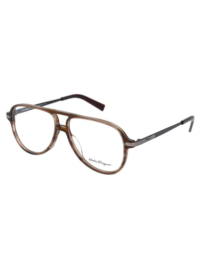 Shop Ferragamo Salvatore  Optical In 340 Dark Mustard Taupe