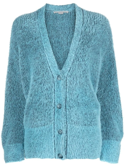 Shop Stella Mccartney Brushed-effect Button-up Cashmere In Bright Blue