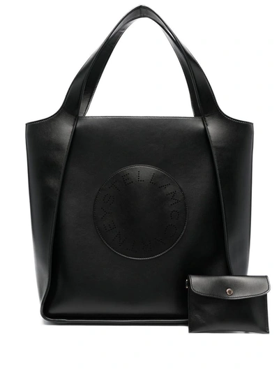Shop Stella Mccartney Stella Perforated-logo Tote Bag In Black