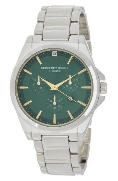 Geoffrey Beene Diamond Bracelet Strap Chronograph Watch, 42mm In Silver