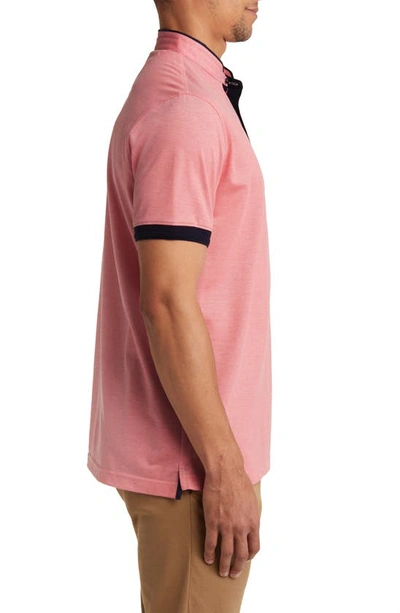 Shop Lorenzo Uomo Trim Fit Band Collar Short Sleeve Polo In Coral