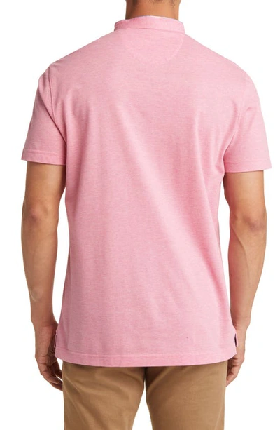 Lorenzo Uomo Trim Fit Band Collar Cotton Polo In Pink