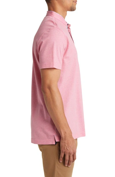 Lorenzo Uomo Trim Fit Band Collar Cotton Polo In Pink