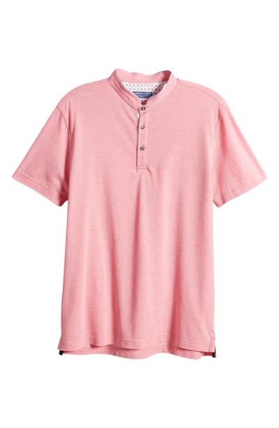 Lorenzo Uomo Trim Fit Band Collar Cotton Polo In Pink