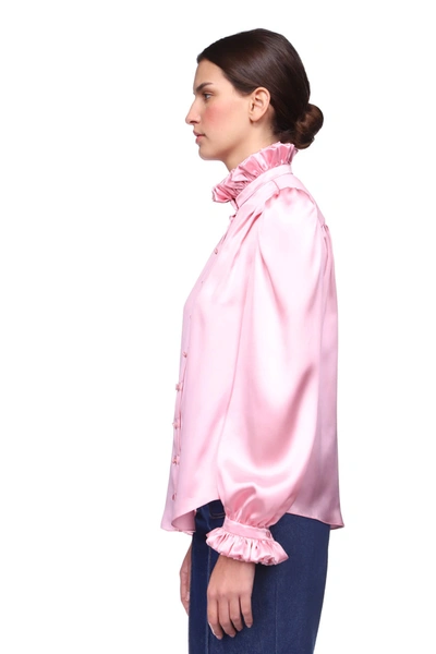 Shop Prune Goldschmidt Rosanna Double Collar Blouse In Pink