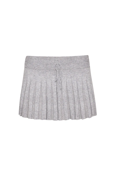 Shop Danielle Guizio Ny Cielo Pleated Knit Mini Skirt In Heather Grey
