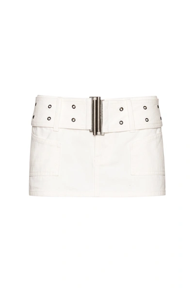 Shop Danielle Guizio Ny Denim Belted Mini Skirt In White