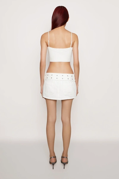 Shop Danielle Guizio Ny Denim Belted Mini Skirt In White