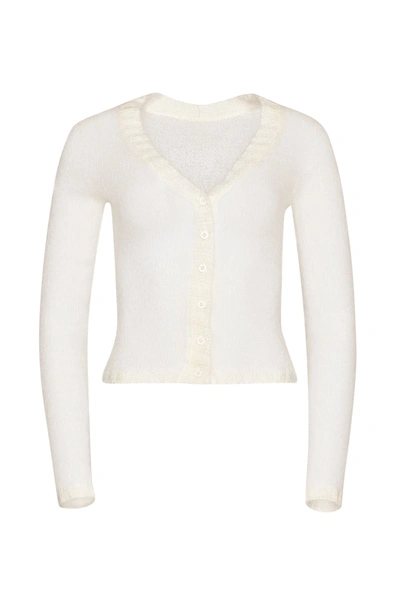 Shop Danielle Guizio Ny Full Length Mohair Cardigan In White