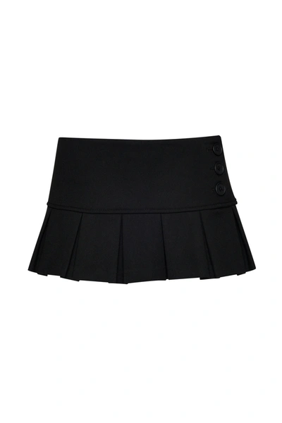 Danielle Guizio Ny Pleated Micro Mini Skirt In Black