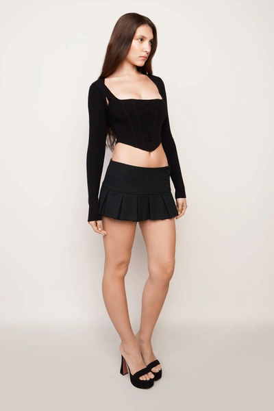 Danielle Guizio Ny Pleated Micro Mini Skirt In Black