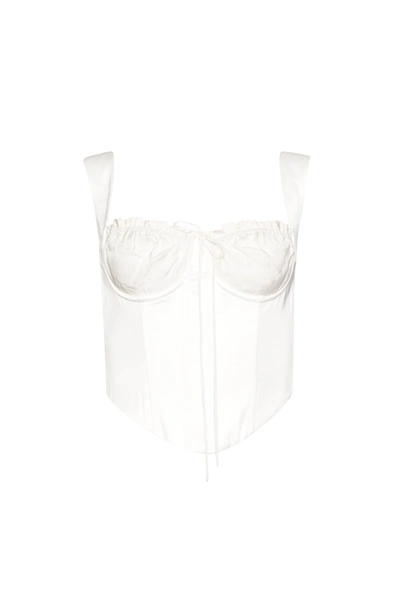 Shop Danielle Guizio Ny Ruched Cup Bustier Top In Ivory