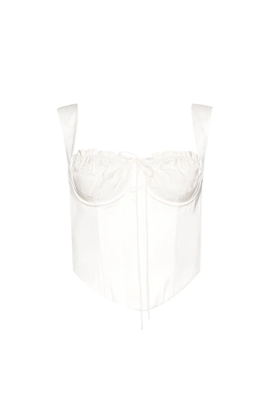 Danielle Guizio Ny Ruched Cup Bustier Top In Ivory