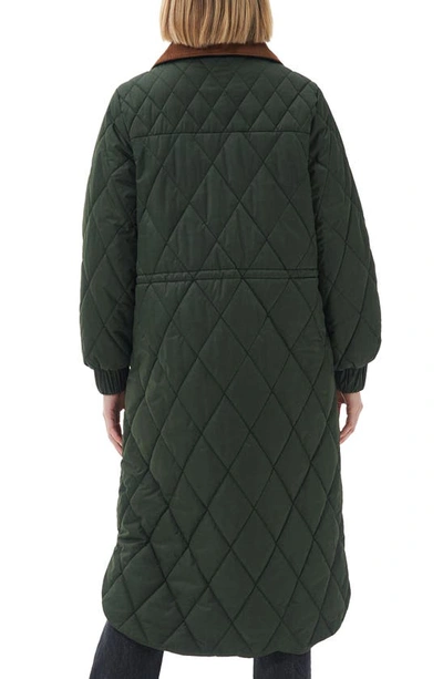 Shop Barbour Marsett Quilted Longline Jacket In Sage/ Ancient