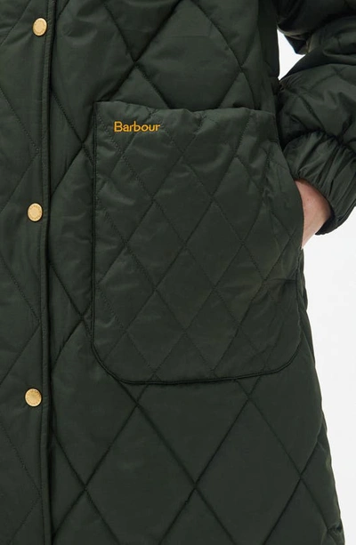 Shop Barbour Marsett Quilted Longline Jacket In Sage/ Ancient