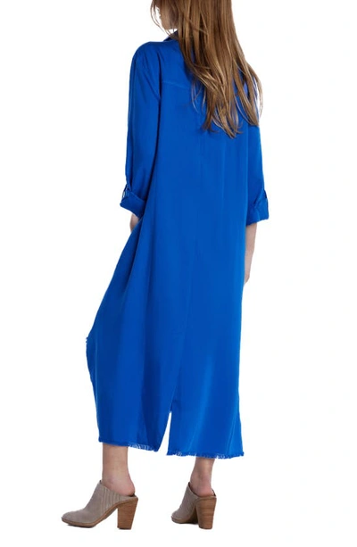 Shop Wash Lab Denim Chill Out Shirtdress In Blue Perrenial (fringe Hem)