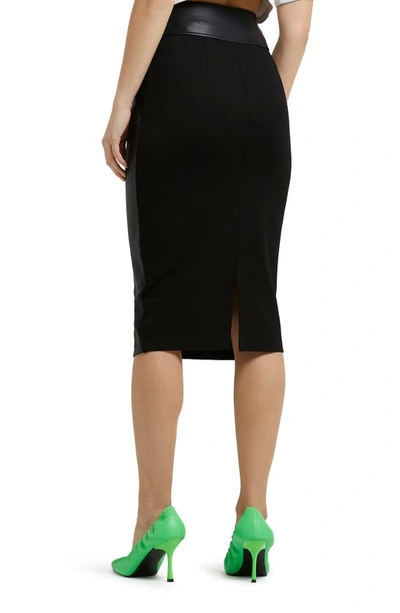 Shop River Island Faux Leather Pencil Skirt In Black