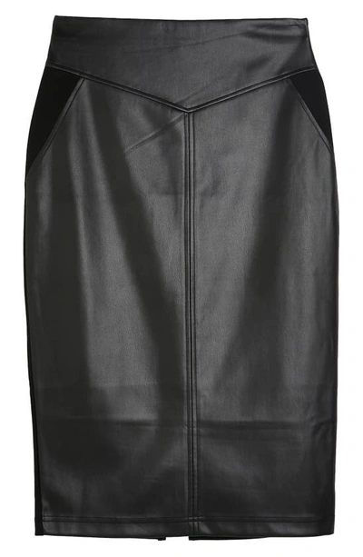 Shop River Island Faux Leather Pencil Skirt In Black