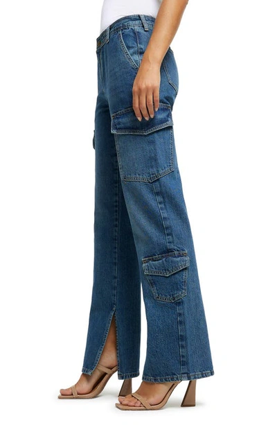 Shop River Island Mason Wide Leg Cargo Jeans In Denim