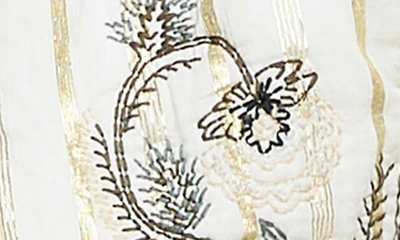 Shop River Island Floral Embroidered Metallic Stripe Jacket In Cream