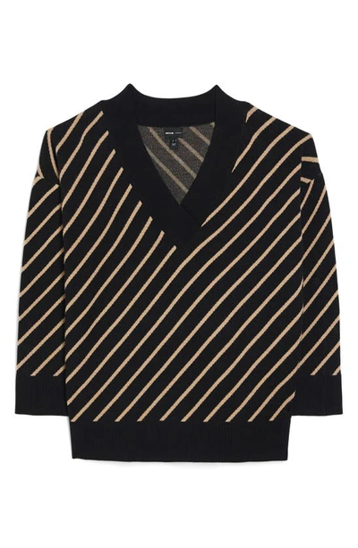 Shop River Island Diagonal Stripe Jacquard Sweater In Black