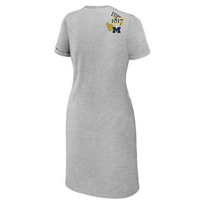 Shop Wear By Erin Andrews Heather Gray Michigan Wolverines Knotted T-shirt Dress