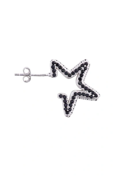 Shop Collina Strada Rhinestone Star Hoop Earrings In Black Diamond