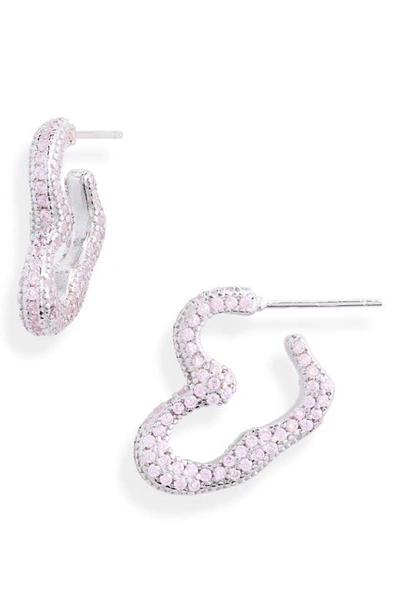 Shop Collina Strada Rhinestone Heart Hoop Earrings In Light Pink