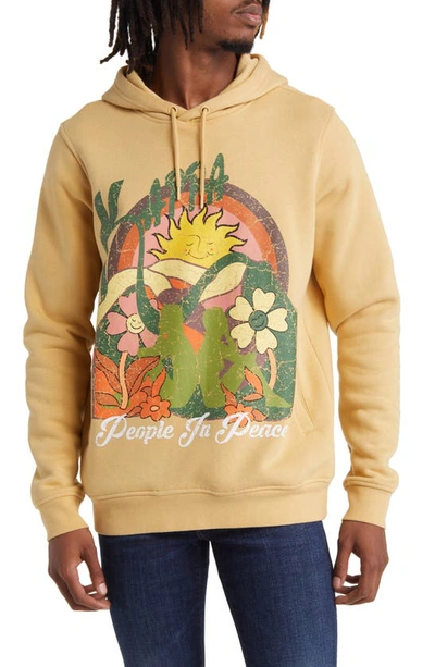 Shop Kappa Authentic Archer Graphic Hoodie In Beige Camel