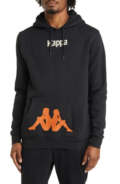 Shop Kappa Authentic Eleo Logo Graphic Hoodie In Jet Black