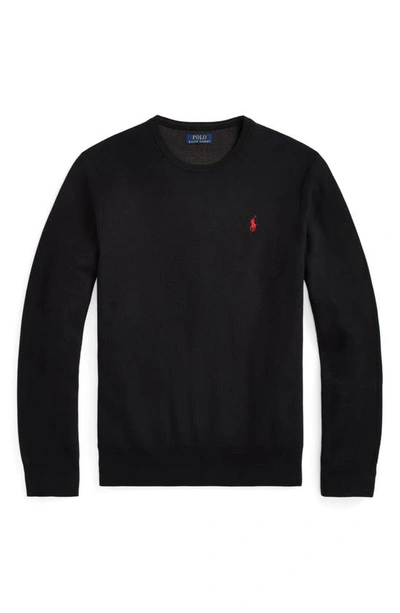 Shop Polo Ralph Lauren Cotton Crewneck Sweater In Polo Black