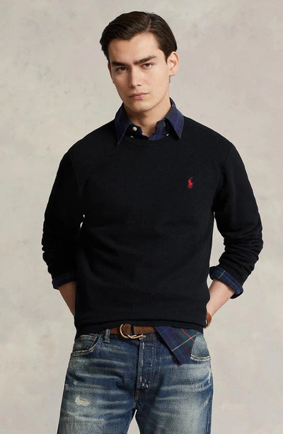 Shop Polo Ralph Lauren Cotton Crewneck Sweater In Polo Black