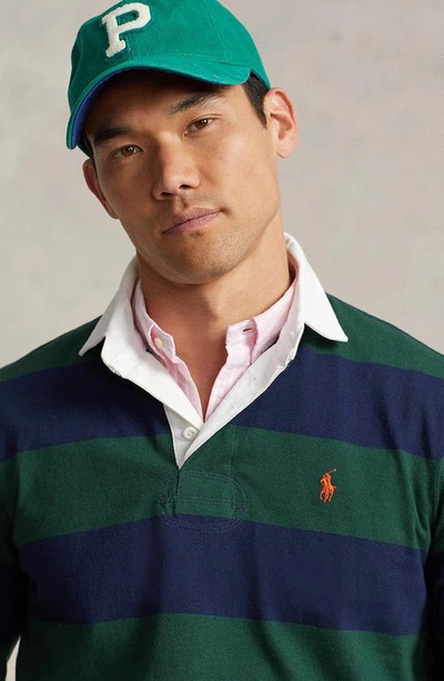Shop Polo Ralph Lauren Stripe Cotton Rugby Shirt In Cruise Navy/ College Green
