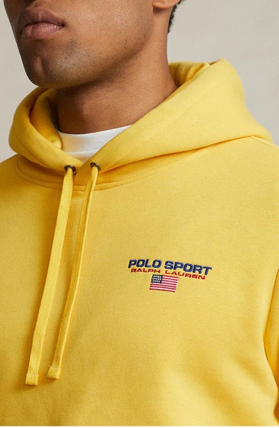 Shop Polo Ralph Lauren Sport Cotton Blend Fleece Hoodie In Canary Yellow