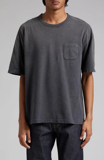 Shop Visvim Oversize Jumbo Crash Garment Dyed Pocket T-shirt In Black