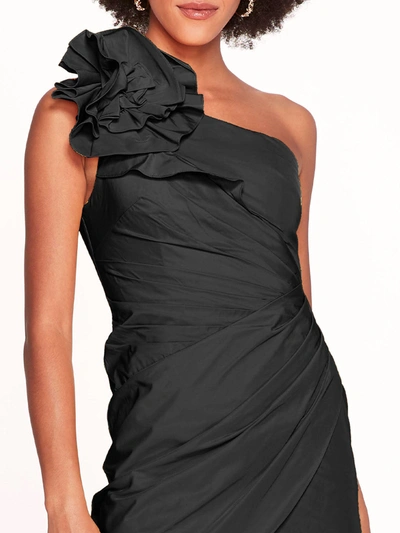 Shop Marchesa One Shoulder Taffeta Mini Dress In Black