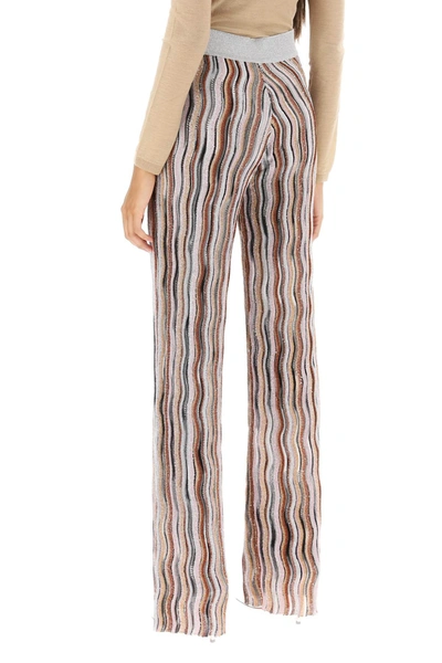 Shop Missoni Sequined Knit Pants With Wavy Motif