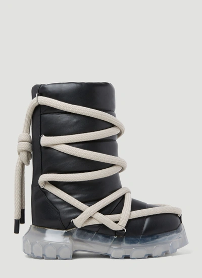 Shop Rick Owens Women Lunar Tractor Padded Leather Boots In Black