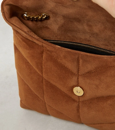 Shop Saint Laurent Women Oy Puffer Leather Shoulder Bag In Brown